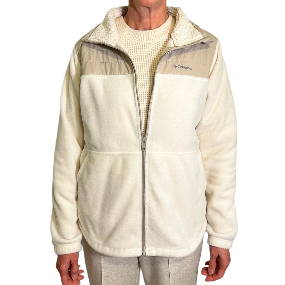 Columbia Cream Fleece Zip-Up Jacket | Size L
